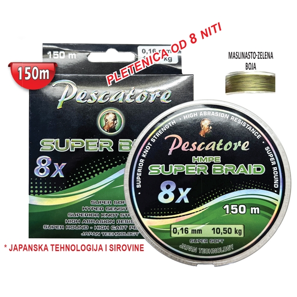 B-Tech Najloni - PESCATORE SUPER BRAID 8X 0,16mm