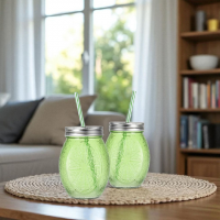 Čaša sa slamčicom - dve u setu - zelena