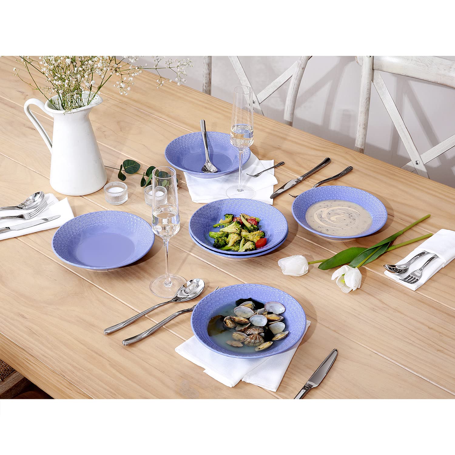 Set dubokih tanjira 6/1 plavi SUNTUN - SCULPTOR