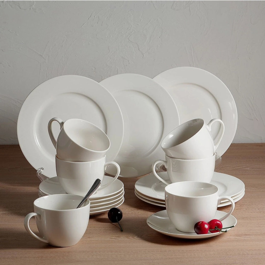 Šoljice za kafu - Set šoljica i tanjirića 18 delova beli SUNTUN - CLASSIC okrugle