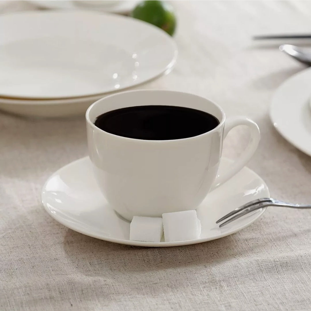 Šoljice za kafu - Set šoljica i tanjirića 18 delova beli SUNTUN - CLASSIC okrugle