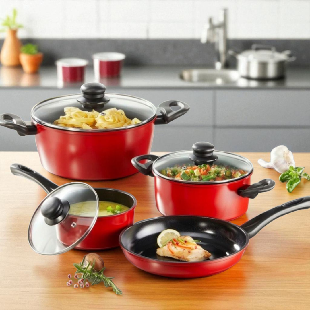 Ceraflon set šerpi 7 delova - Crveni