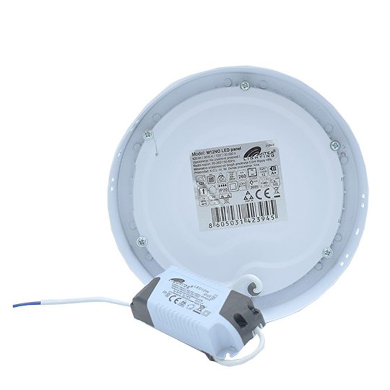 LED panel nadgradni okrugli 12W beli Mitea Lighting