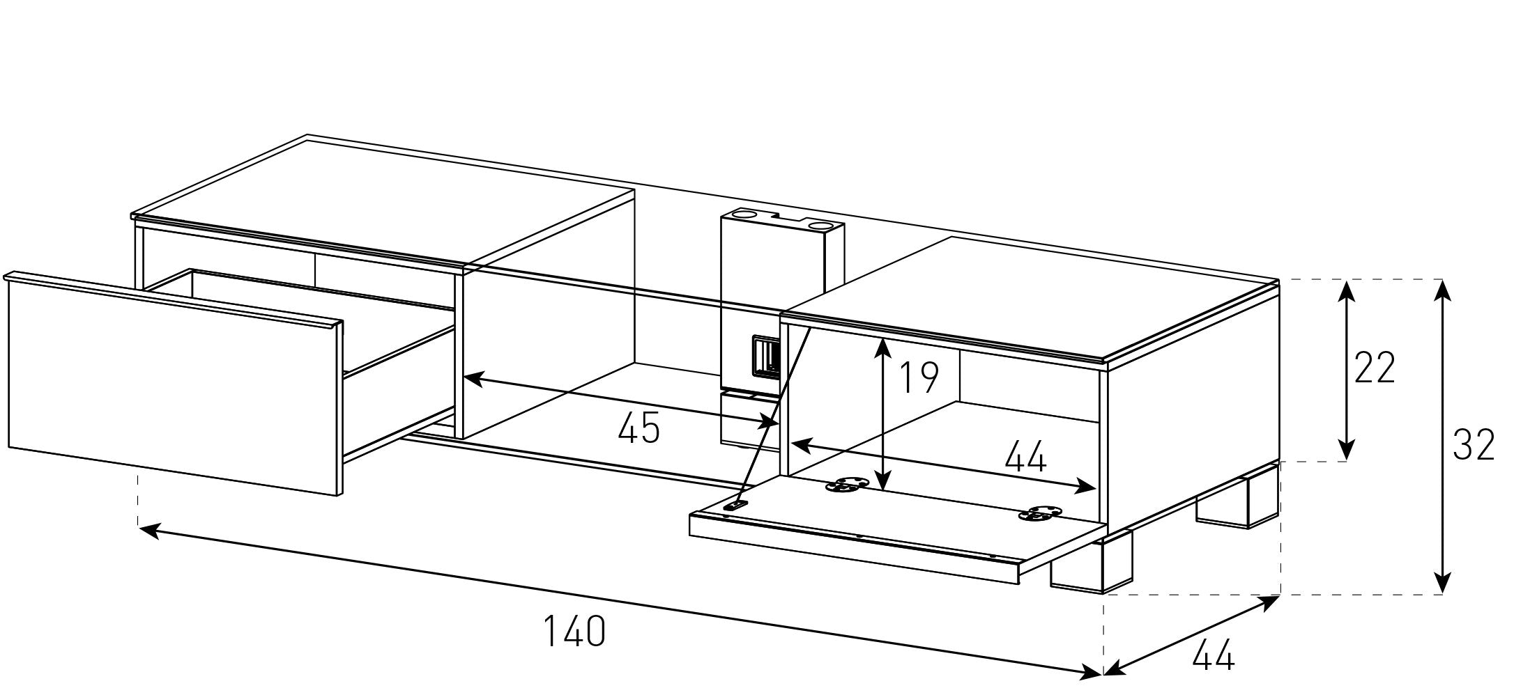 TV komoda Sonorous MD 9145-C-INX-RED