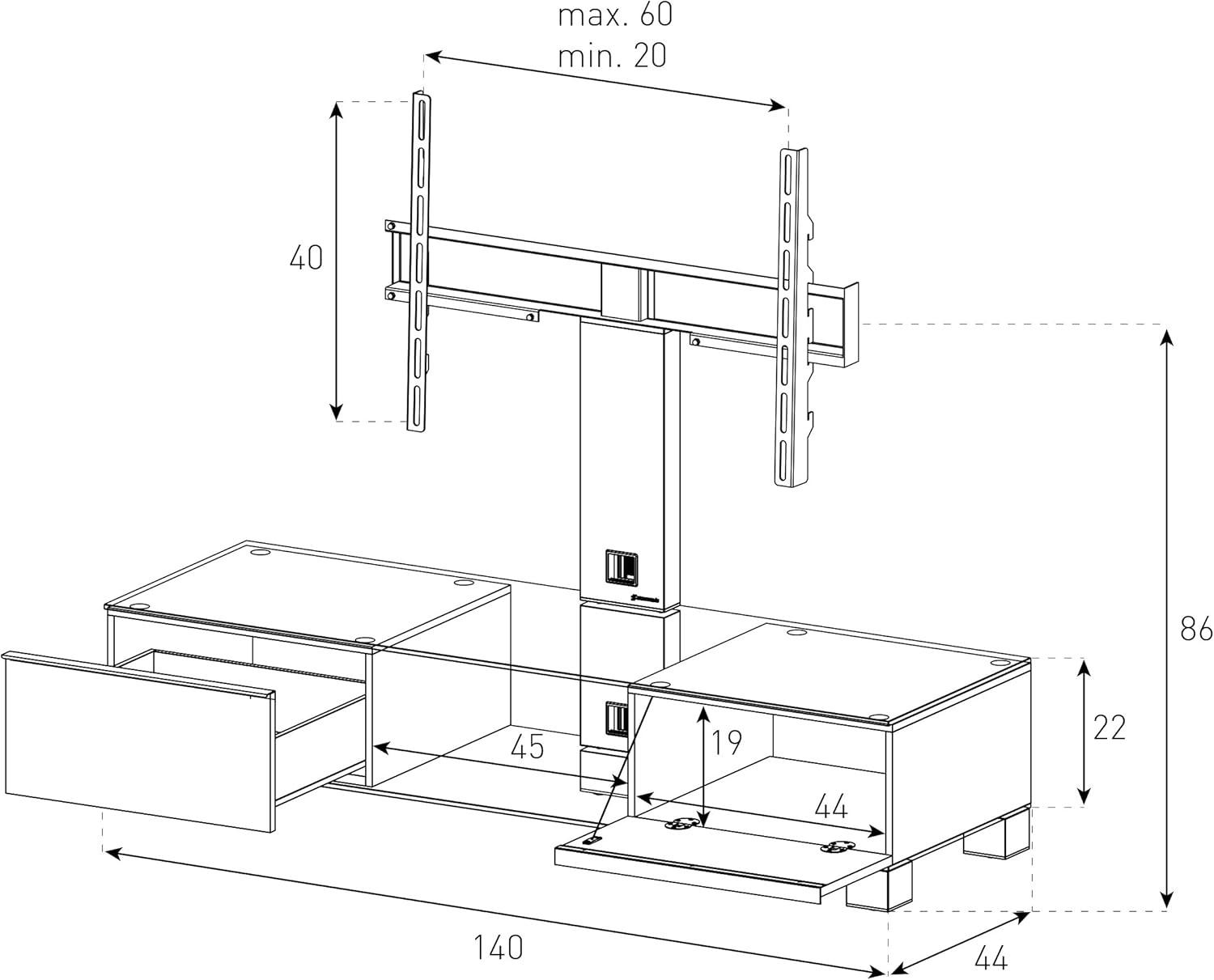 TV komoda Sonorous MD 8140-C-INX-RED
