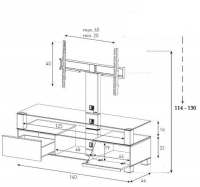 TV komoda sa držačem Sonorous  MD 8143 B-HBLK-RED