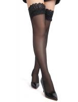 Crne čipkane čarape sa vertikalnim prugama H3573-1-XS-M