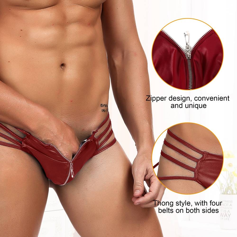 Muške kožne tange rajsferšlusom MP068-3-S - EUR vel. 38