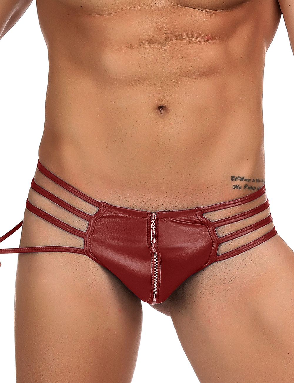 Muške kožne tange rajsferšlusom MP068-3-S - EUR vel. 38