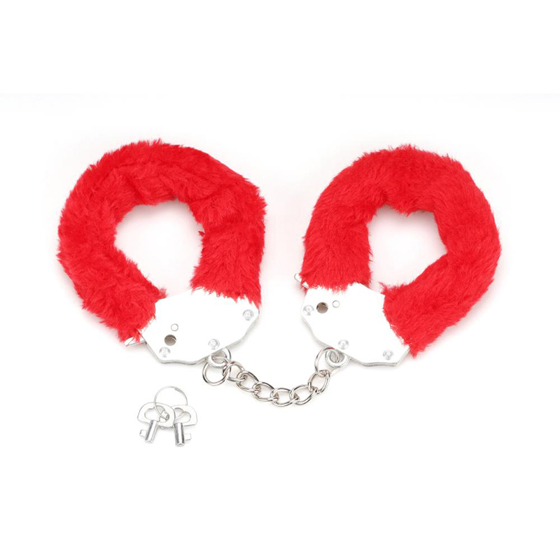 Metalne lisice crveno krzno Furry Fun Cuffs