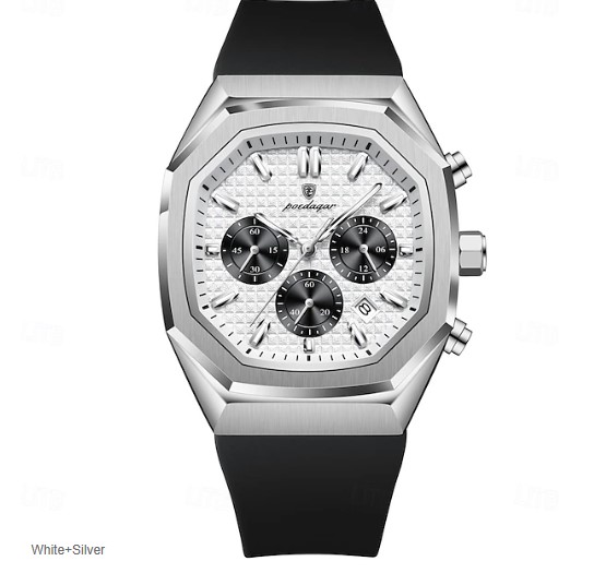 Poedagar muški sat 893 belo srebrni