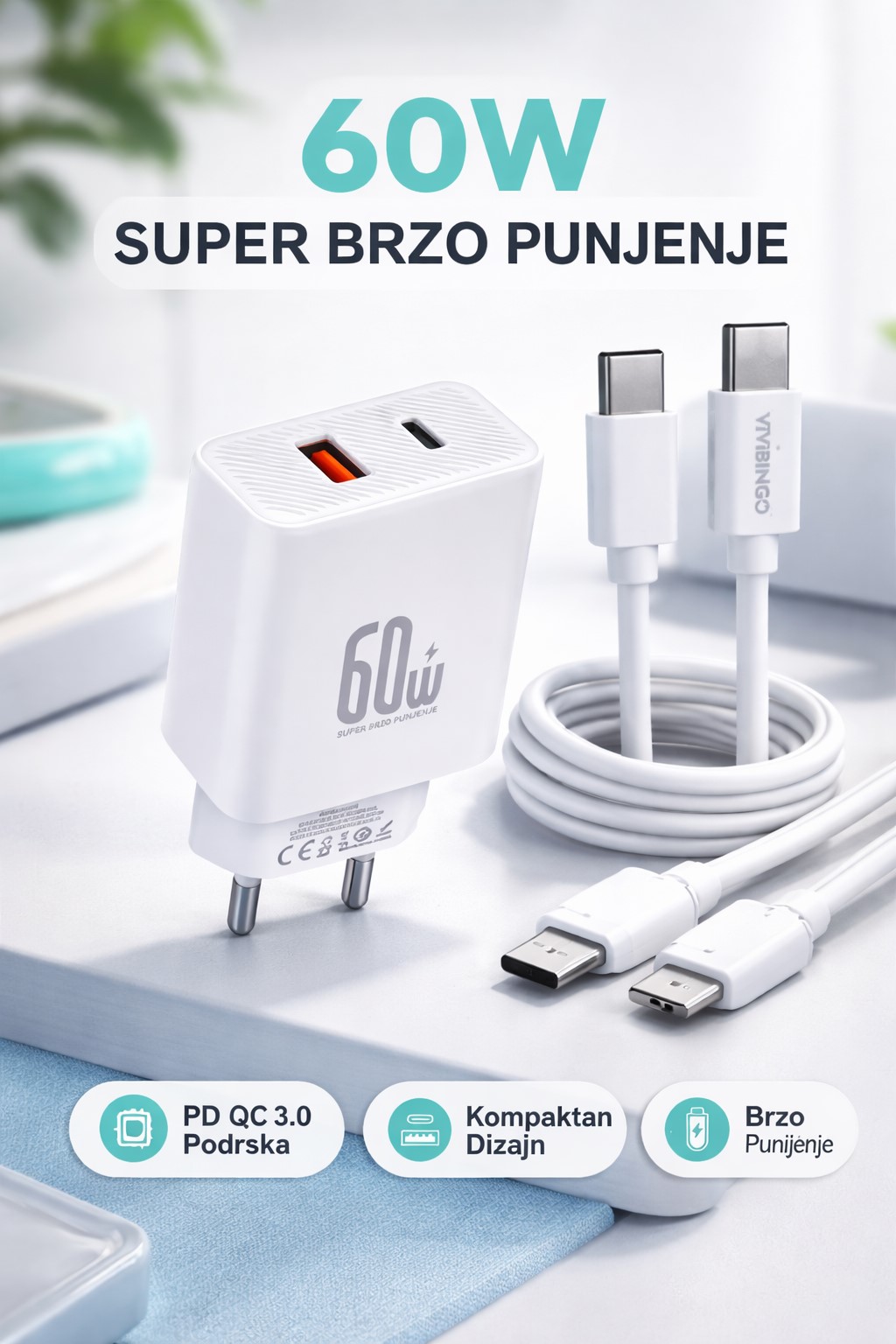 Bingo 60W brzi punjač sa TypeC kablom