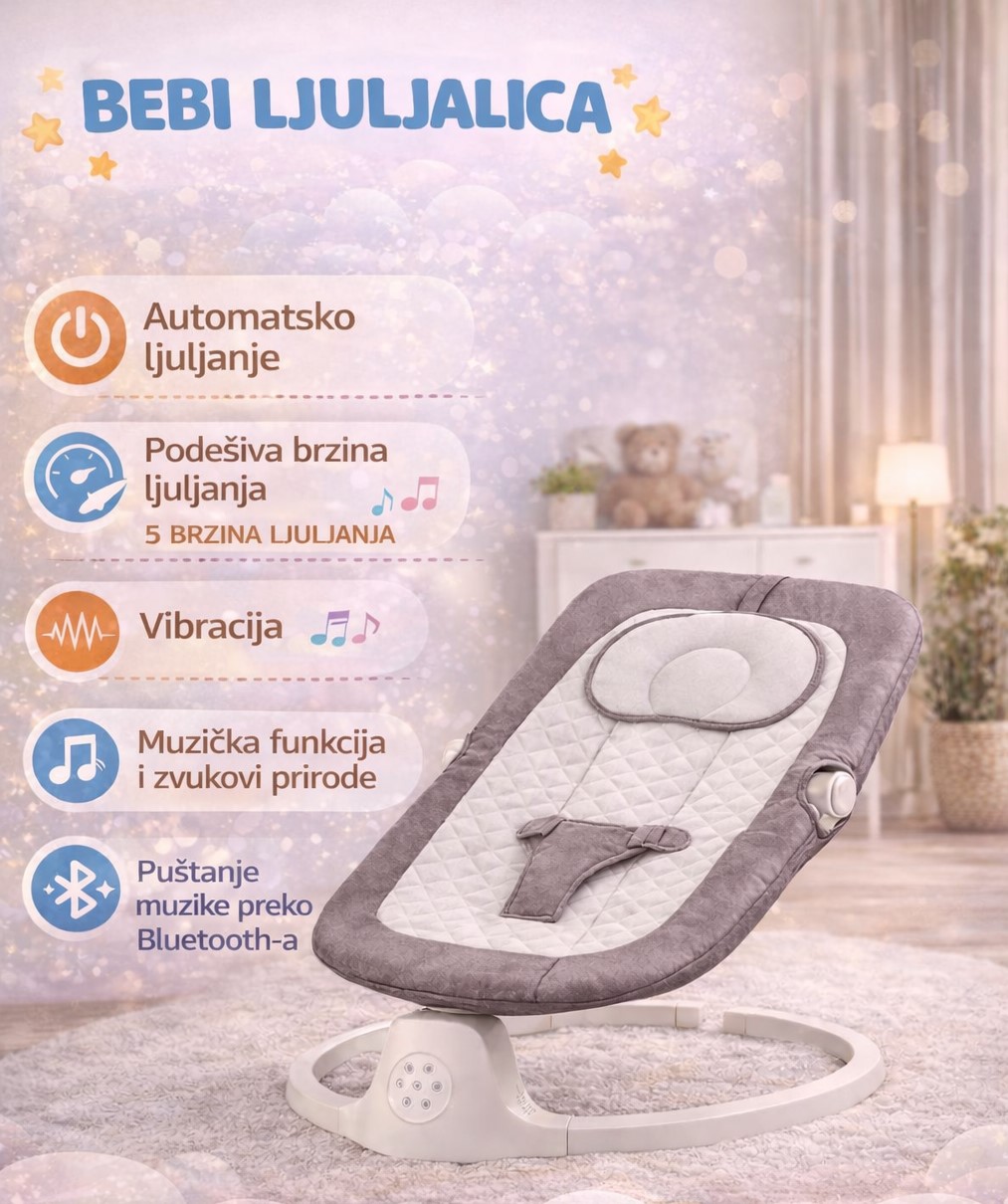 Bebi ljuljalica sa vibracijom i muzikom