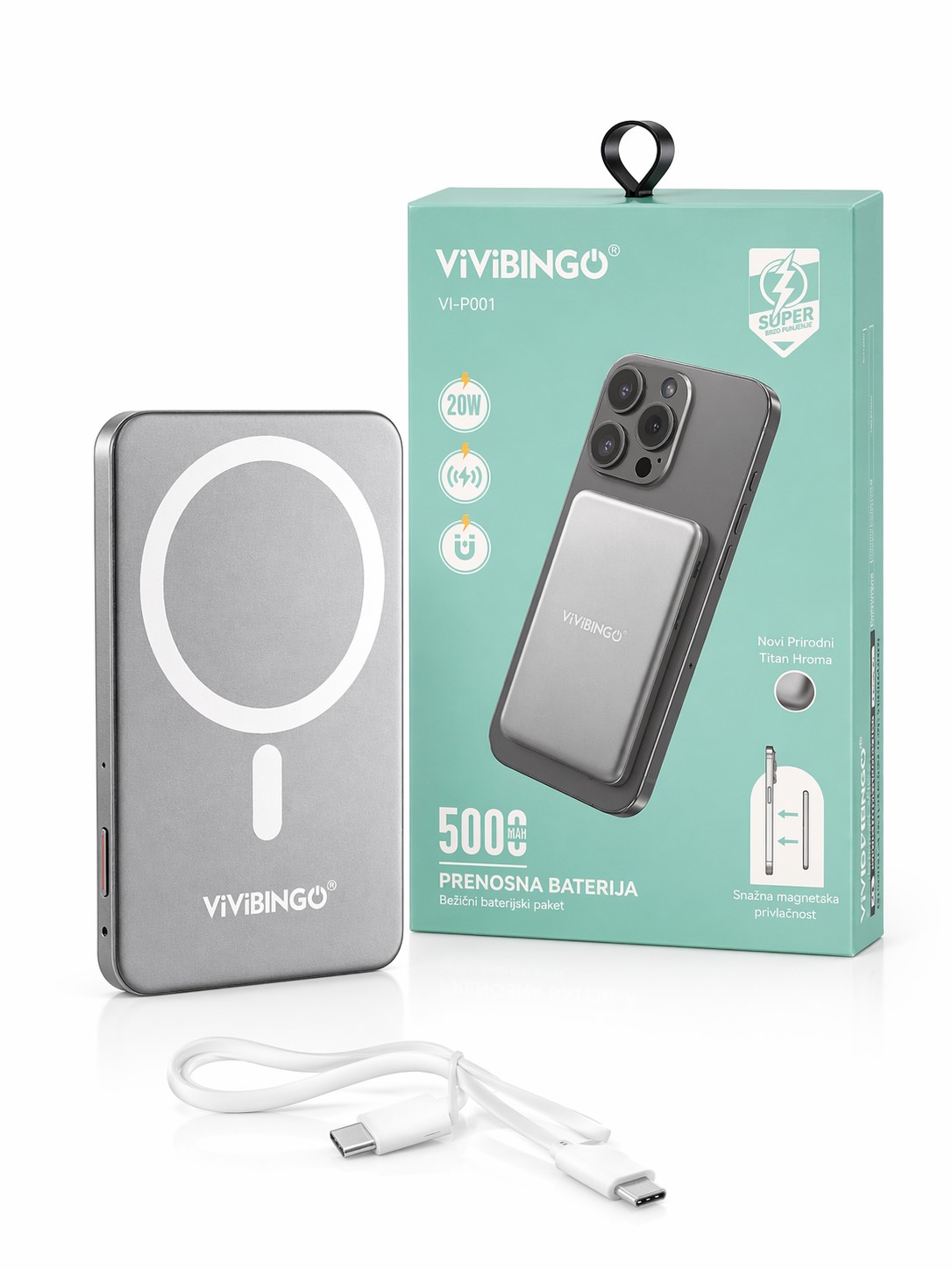 Magnetna power bank baterija 5000mAh