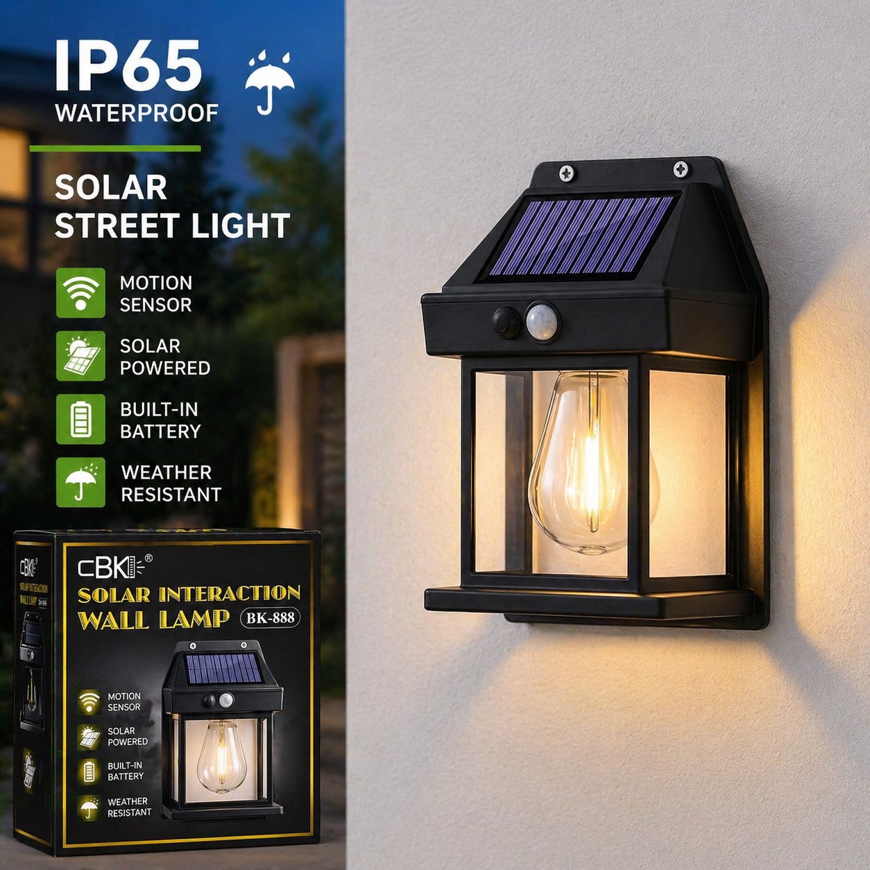 Solarna zidna lampa sa senzorom pokreta