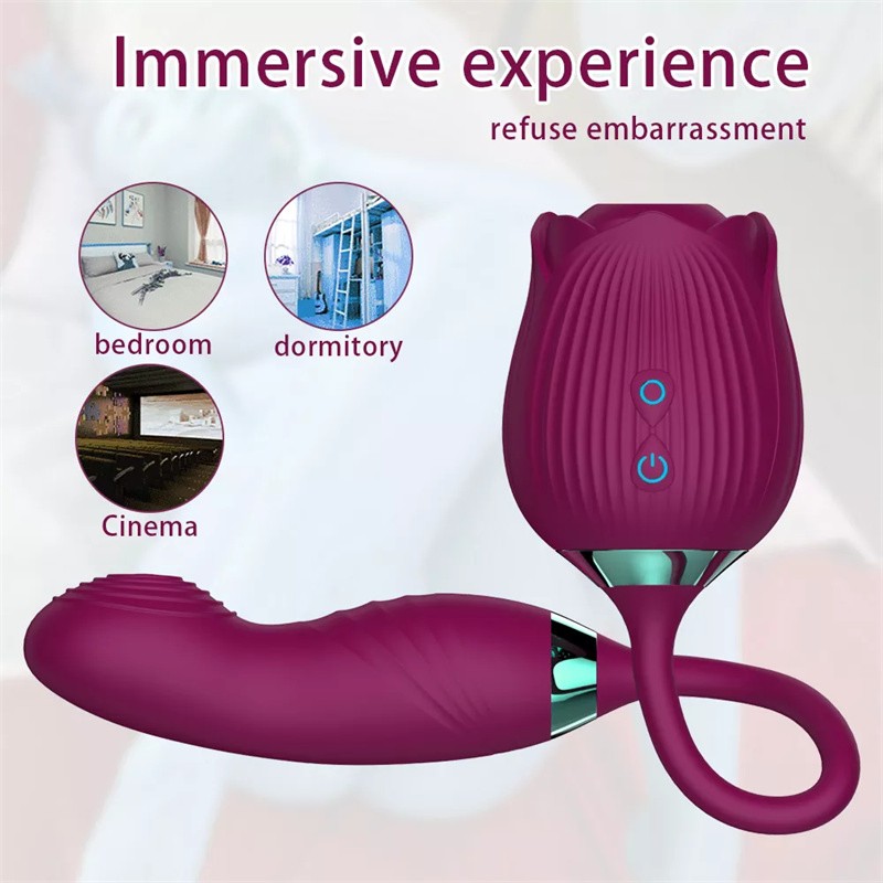 Rose vibrator (ruža vibrator) – sisanje i vibriranje (silikon) ljubičasta