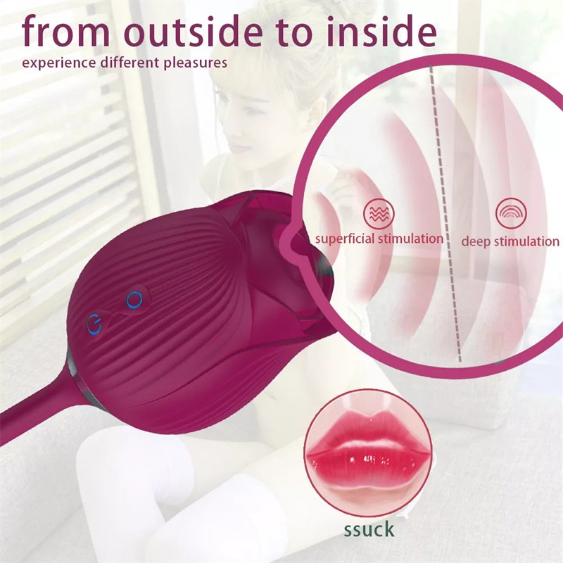 Rose vibrator (ruža vibrator) – sisanje i vibriranje (silikon) ljubičasta