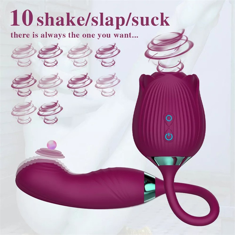 Rose vibrator (ruža vibrator) – sisanje i vibriranje (silikon) crvena