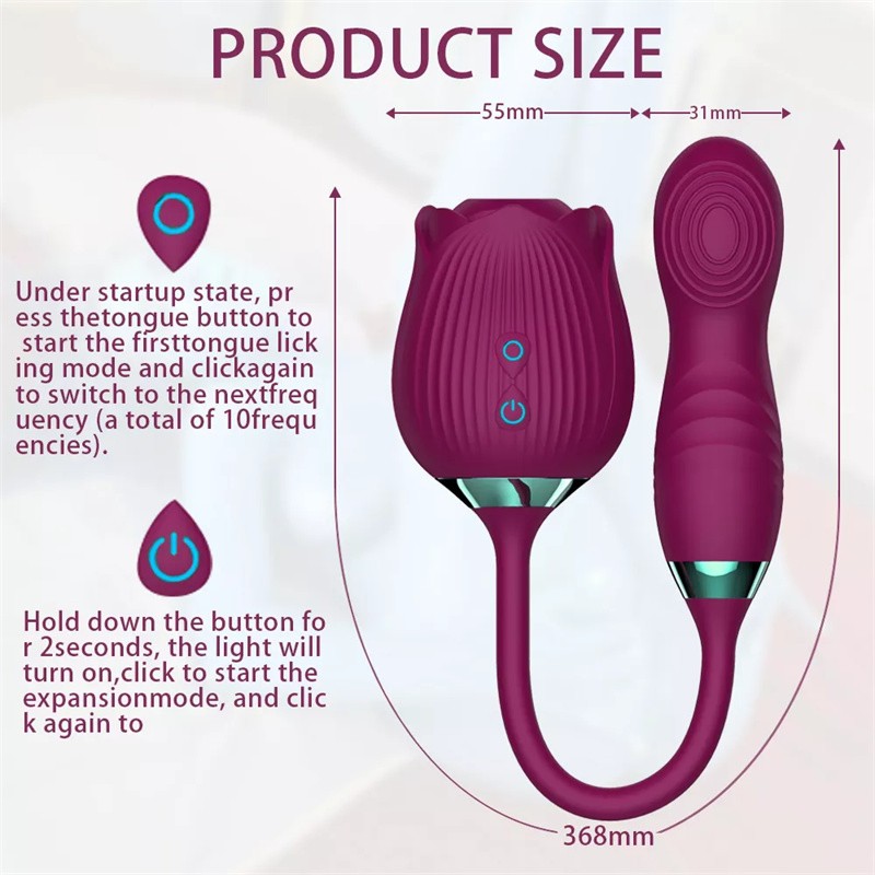 Rose vibrator (ruža vibrator) – sisanje i vibriranje (silikon) crvena