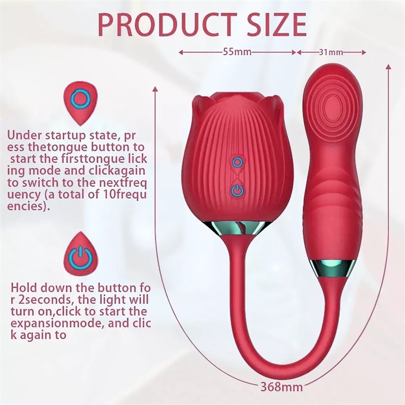 Rose vibrator (ruža vibrator) – sisanje i vibriranje (silikon) crvena