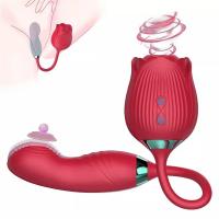 Rose vibrator (ruža vibrator) – sisanje i vibriranje (silikon) crvena