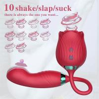 Rose vibrator (ruža vibrator) – sisanje i vibriranje (silikon) crvena