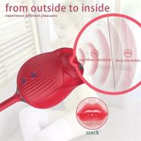 Rose vibrator (ruža vibrator) – sisanje i vibriranje (silikon) crvena