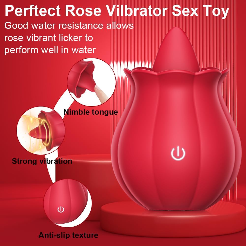 Vibrator ruža sa funkcijom lizanja jezikom roze