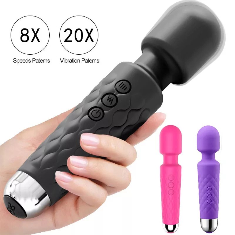 Mini AV Wand vibrator (vodootporan, 20 brzina) crna
