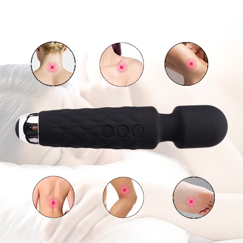 Mini AV Wand vibrator (vodootporan, 20 brzina) crna