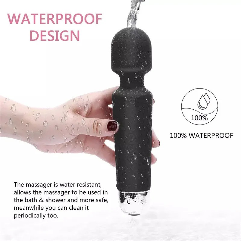 Mini AV Wand vibrator (vodootporan, 20 brzina) crna