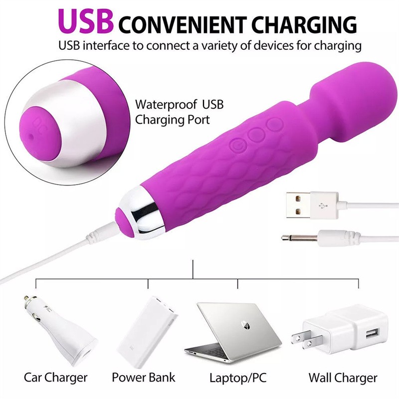 Mini AV Wand vibrator (vodootporan, 20 brzina) crna