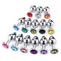 Metalni analni butt plug sa kristalom - set u veličinama S,M,L
