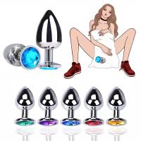 Metalni analni butt plug sa kristalom - set u veličinama S,M,L
