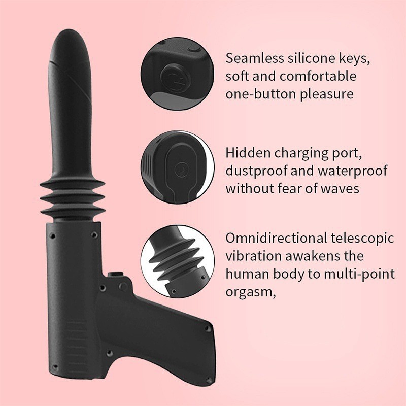 Automatski dildo vibrator sa potiskivanjem sa drškom u obliku pištolja