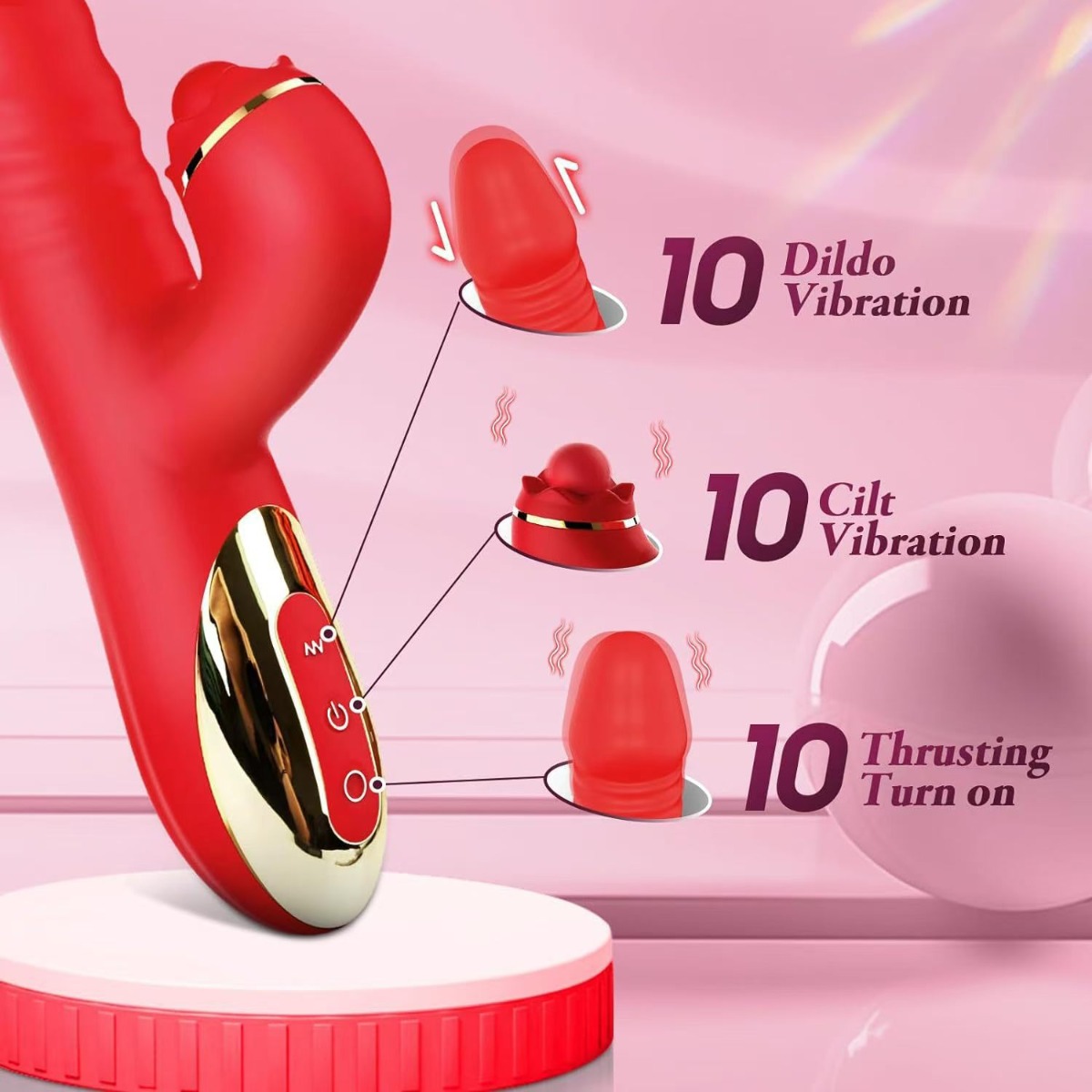 Rabbit vibrator sa potiskom, rotacijom i lizanjem