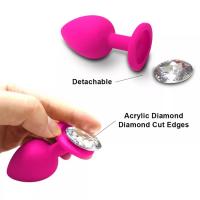 Silikonski analni butt plug sa kristalom - set (S,M,L veličina) LJUBIČASTI