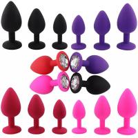 Silikonski analni butt plug sa kristalom - set (S,M,L veličina) LJUBIČASTI