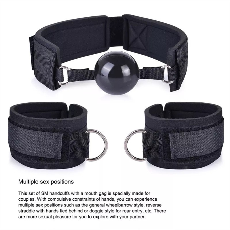 BDSM set – kugla za usta, lisice, set za vezivanje