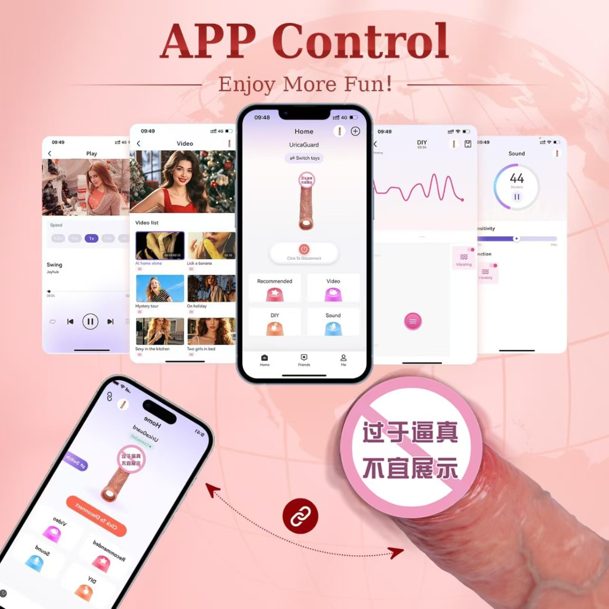 Vibrirajuća realistična navlaka i produžetak za penis (daljinski/app)