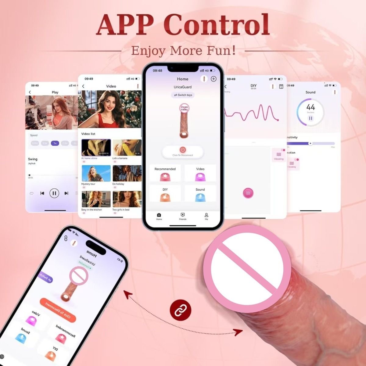 Vibrirajuća realistična navlaka i produžetak za penis (daljinski/app)