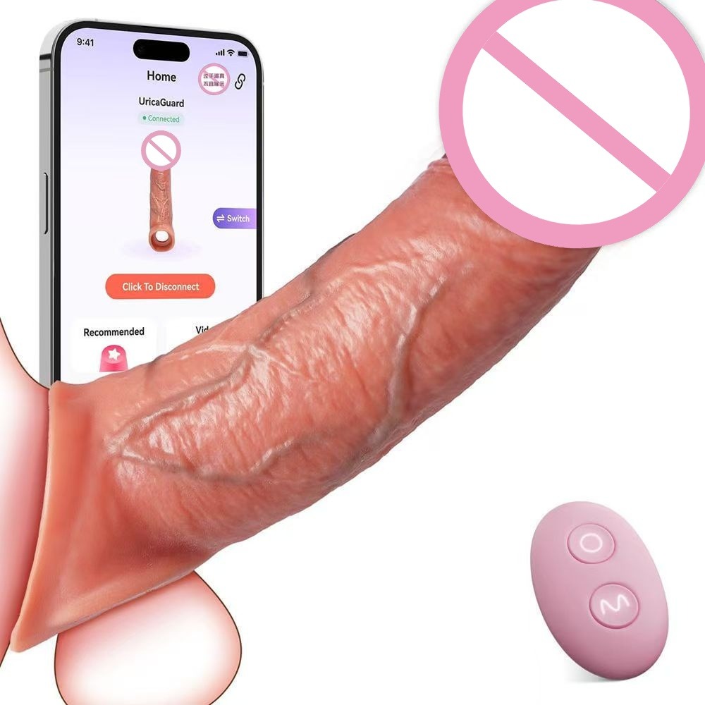 Vibrirajuća realistična navlaka i produžetak za penis (daljinski/app)