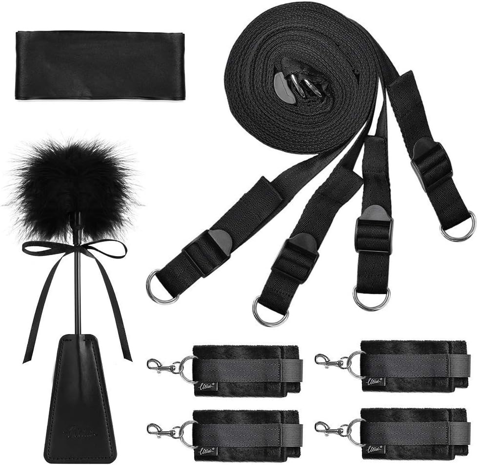 BDSM bondaž komplet – lisice, povez, perce
