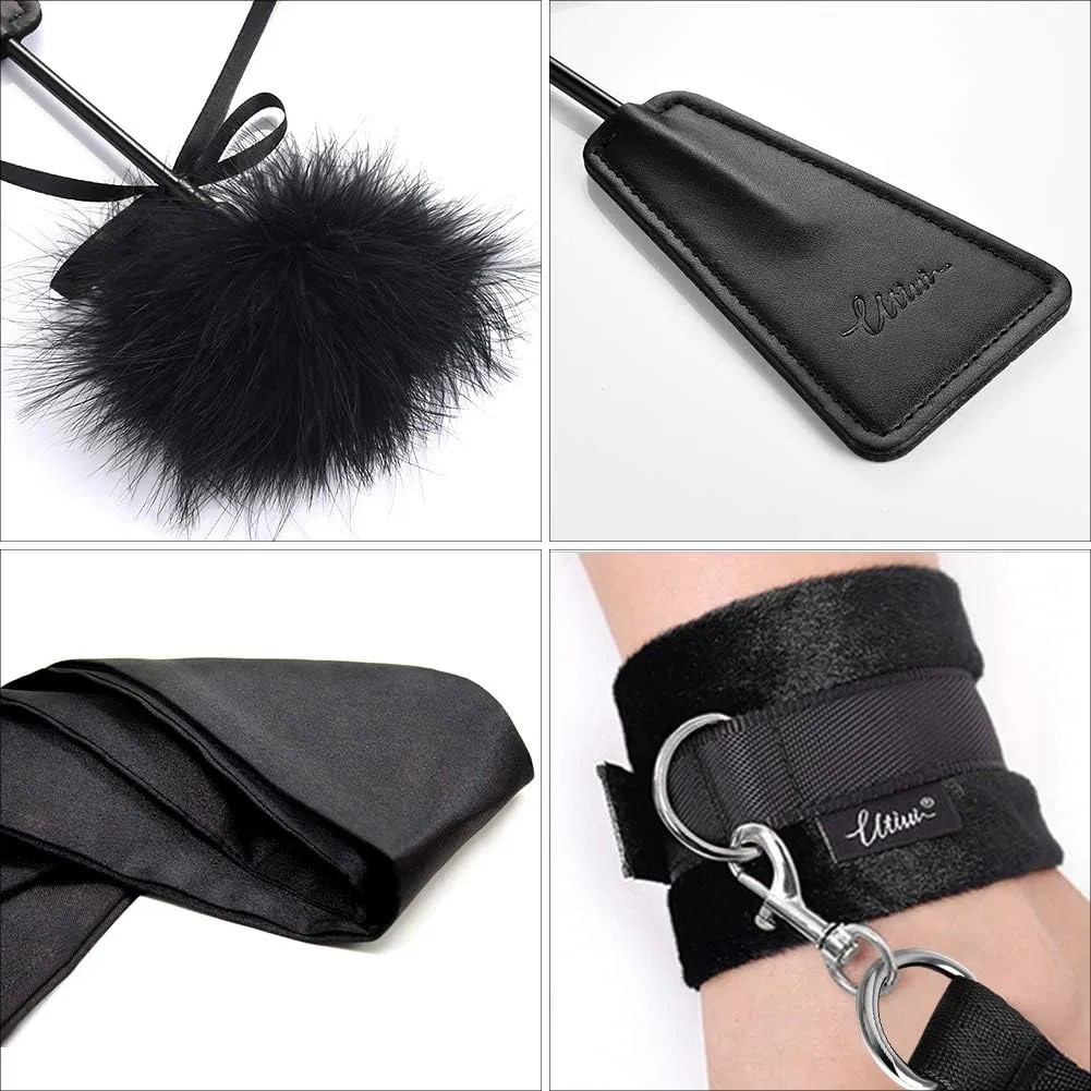 BDSM bondaž komplet – lisice, povez, perce